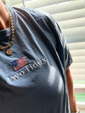 two fiddy - slate blue shirt